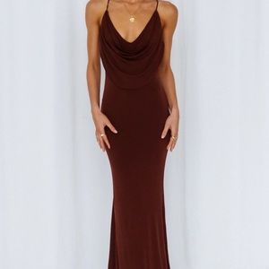 HELLO MOLLY Words of Warning brown maxi dress